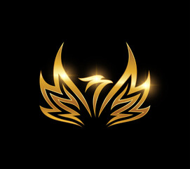 Golden Elegant Luxury Flying Bird Logo