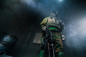 Fototapeta premium Fighter with a crossbow. Apocalypse