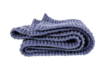 Fototapeta na wymiar beautifully folded blue wool scarf isolated on white background