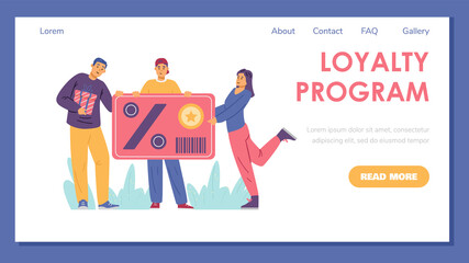 Loyalty program vector banner. Get more sale and special offers and earn points with referral program. Vector.