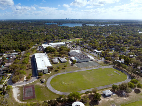 Aerial view of Maitland Middle School located north of downtown Orlando.