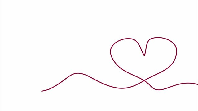 red heart on white in one line