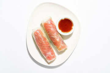 spring roll with salmon and vegetables