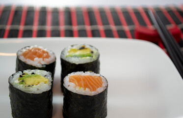 Colourful and delicions sushi Rolls, Japanese menu