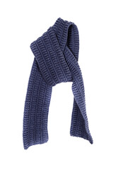 beautifully folded blue wool scarf isolated on white background