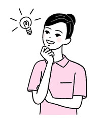 ひらめく若い女性看護師