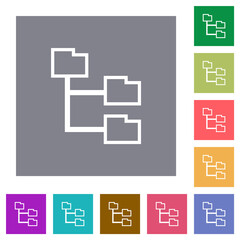 Folder structure outline square flat icons