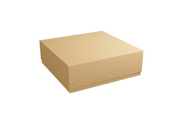 Closed brown cardboard 3d box. Mockup template carton box on white background. Rectangle format. Delivery concept. 3d render illustration.