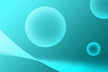 Gradient Turquoise Blue 3D Various Sized Spheres for Abstract Background