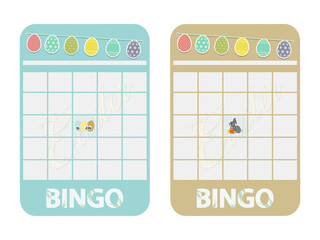 Easter decorated blank bingo cards with bunting