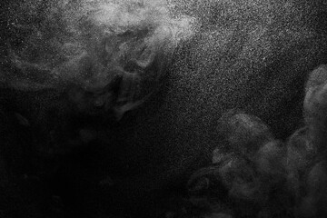 Black and white ink background, colorful fog, abstract swirling ocean, acrylic paint pigment...