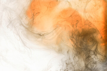 Orange white black smoke background, colorful fog, abstract swirling ink ocean sea, acrylic paint pigment underwater © amixstudio