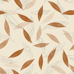 seamless pattern with leaves. Abstract design for fabric, textile, wallpaper and packaging 