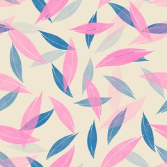 Abstract seamless pattern with leaves. Design for fabric, textile, wallpaper and packaging 