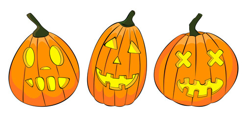 Pumpkin lantern. Set of illustrations in vector