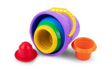 baby toy bucket isolated on white