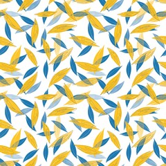 Abstract seamless pattern with leaves. Graphic design for fabric, textile, wallpaper and packaging 