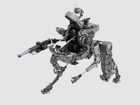 3d computer rendered illustration of a robotic war machine