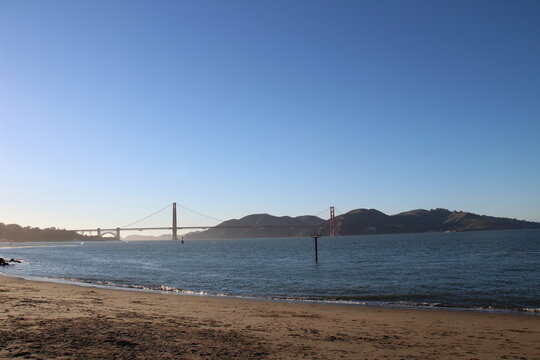 San Francisco California travel pictures of the Golden Gate Bridge with clear sky 