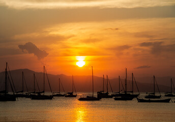Fototapeta na wymiar Sunset boats