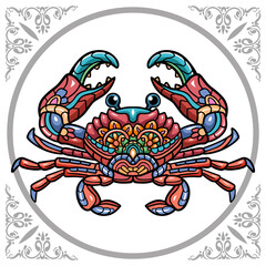 Colorful crab zentangle arts, isolated on white background  