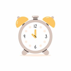 Simple alarm clock isolated on white background. Vector illustration