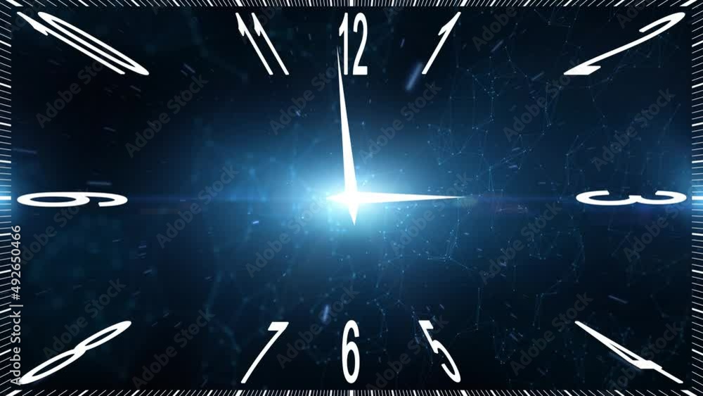 Poster infinity time clock on cosmos light loop background.