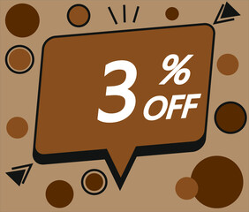 3% brown discount price sign for sales
