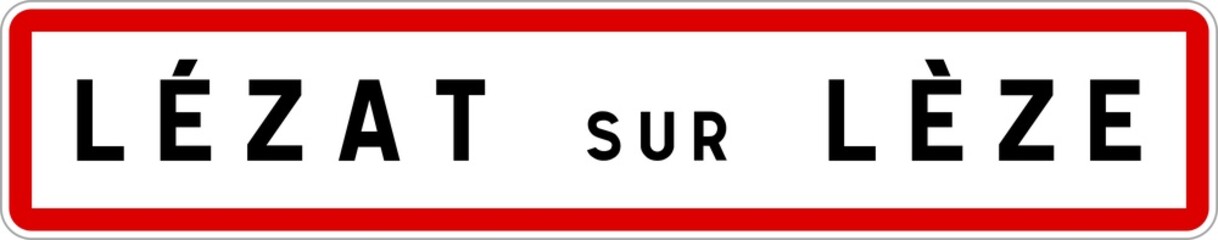 Panneau entrée ville agglomération Lézat-sur-Lèze / Town entrance sign Lézat-sur-Lèze