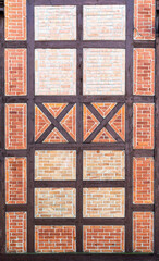 Red brick weathered wall background	