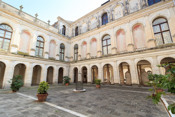 Fototapeta na wymiar Inner courtyard of Villa Pisani in Riviera del Brenta, Italy