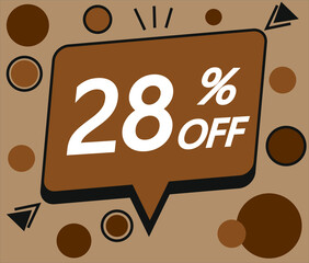 28% brown discount price sign for sales