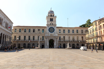 Fototapeta na wymiar City square Piazza dei Signori with clock tower Torre dell'Orologio in Padua, Italy