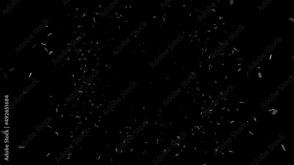 Poster moving stream of particles on black background. animation. slow tunnel stream is moving out of darkn