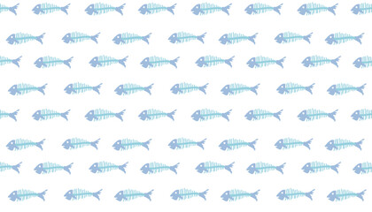 Vector illustration pattern with fish bones on a white background 