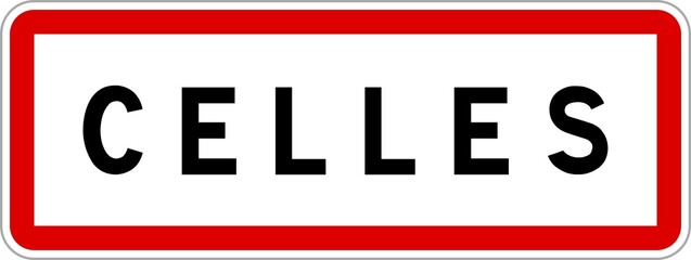 Panneau entrée ville agglomération Celles / Town entrance sign Celles