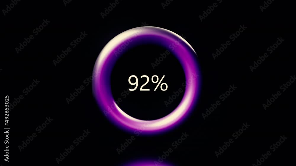 Poster process of countdown from 100 to 0. motion. changing number inside a glowing pulsating ring on a bla
