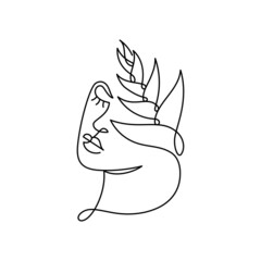 Face of an abstract woman with a flower.