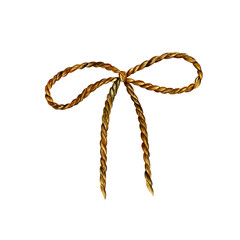 Linen bow. Isolate on a white background. watercolor illustration.