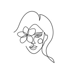 Face of an abstract woman with a flower.