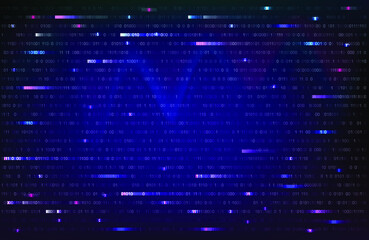 Abstract Background with Binary Computer Code. Data backdrop with Blur Effect. Vector Illustration with concept of Programming. Technology Algorithm in Decryption and Encryption.