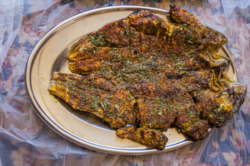 Grilled fish in Palangan village in Kurdistan region, Iran
