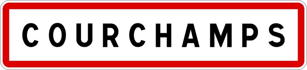 Panneau entrée ville agglomération Courchamps / Town entrance sign Courchamps