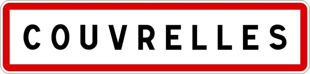 Panneau entrée ville agglomération Couvrelles / Town entrance sign Couvrelles