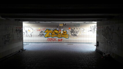 underground passage with graffiti Kiev