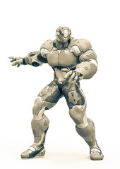 futuristic astronaut is ready for action in white background