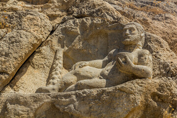 Ancient statue of Hercules in Bisotun, Iran