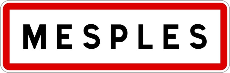 Panneau entrée ville agglomération Mesples / Town entrance sign Mesples