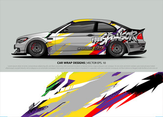 Car wrap decal design vector. abstract Graphic background kit designs for vehicle, race car, rally, livery, sport car