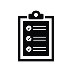Checklist, list, track list icon. Black vector sketch.